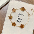 Multi-Color Five-Leaf Clover Bracelet Set – Gold-Plated Flower Alloy Design for Daily Wear & Gifting